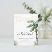 Waterverf Palm String Lights Aankondigingskaart (Staand voorkant)