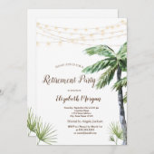 Waterverf Palm String Lights Retirement Party Kaart (Voorkant / Achterkant)