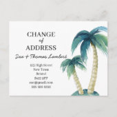 Waterverf Palm Tree Beach Adreswijziging Aankondigingskaart (Voorkant)