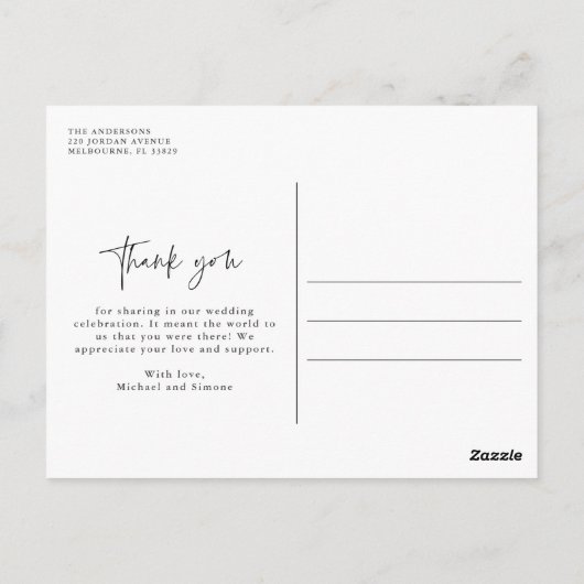 Waterverf Palm Tree Beach bruiloft Dank u Briefkaart (Achterkant)