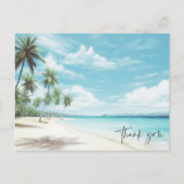 Waterverf Palm Tree Beach bruiloft Dank u Briefkaart (Voorkant)