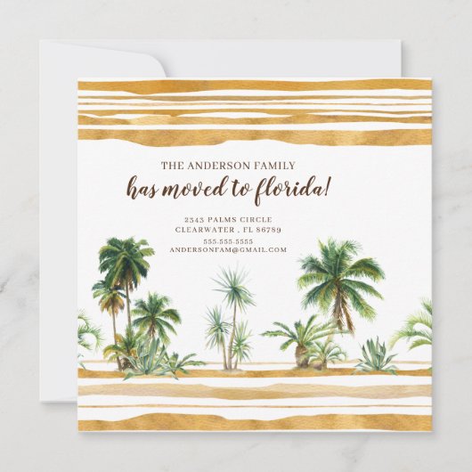 Waterverf Palm Tree Bewegende Aankondiging (Voorkant)