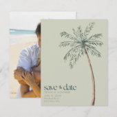 Waterverf Palm Tree Foto Strand Wedding Save The Date (Voorkant / Achterkant)