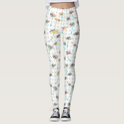 Waterverf Palm Trees 2 Leggings (Voorkant)