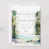 Waterverf Palm Trees Birthday Uitnodiging (Voorkant)