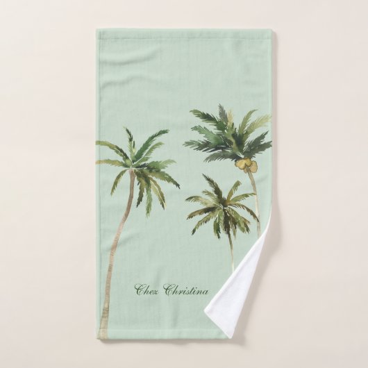 Waterverf Palm Trees Elegant Typografie Tropisch Bad Handdoek (Handdoek)
