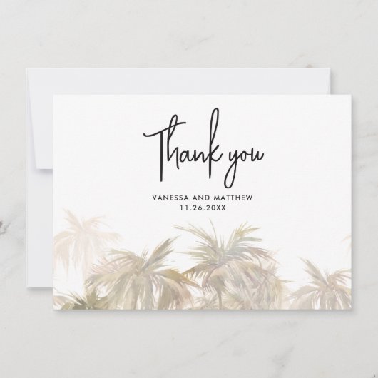 Waterverf Palm Trees Wedding Bedankt (Voorkant)