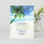 Waterverf Palm Uitnodiging (Staand voorkant)