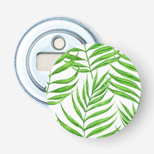 Waterverf palmbladeren button flesopener (Voorkant)