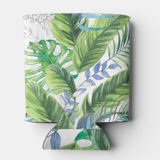 Waterverf palmbladeren, exotische naadloze achterg blikjeskoeler (Achterkant)