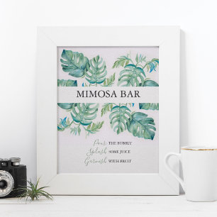 Waterverf Palmbladeren Mimosa Bar Poster