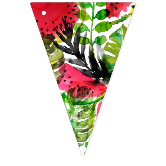 Waterverf palmbladeren watermeloen trouwdecor vlaggetjes (Derde vlag)