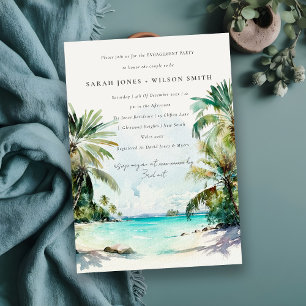 Waterverf palmbomen Verloving Tropische beukenwand Kaart