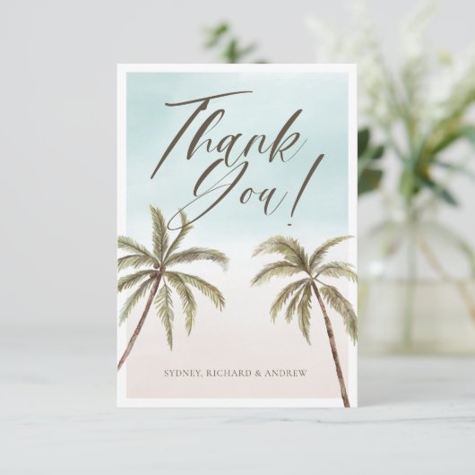 Waterverf palmboom Baby shower dank u Bedankkaart (Staand voorkant)