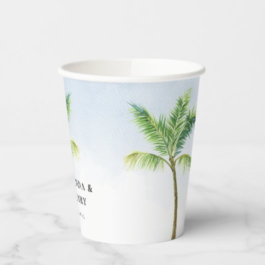Waterverf palmboom Beach Weddenschap Papieren Bekers (Links)