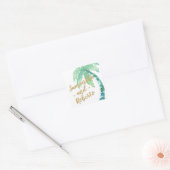 Waterverf palmboom gunst vierkante sticker (Envelop)