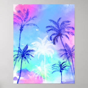 Waterverf palmboom natuur poster
