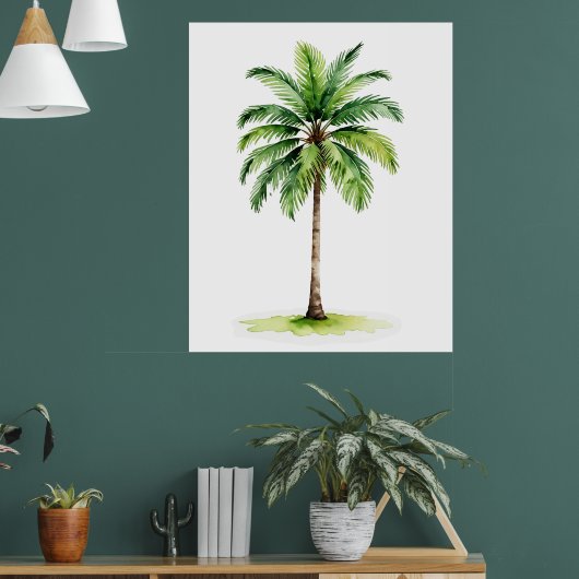  Waterverf palmboom tropisch elegant Poster (Woonkamer 1)
