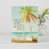 Waterverf palmboom | Weddenschap Save the Date (Staand voorkant)