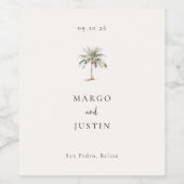 Waterverf palmboom wijn etiket (Enkel label)