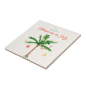 Waterverf Palmboom Xmas in juli BBQ Zomerfeest Tegeltje (Zijkant)