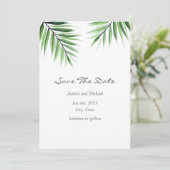 Waterverf Palms Save The Date (Staand voorkant)