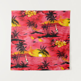 Waterverf palmsilhouet en strandpatroon wandkleed