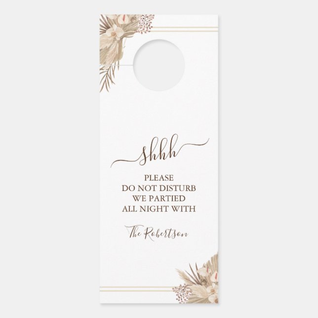 Waterverf Pampa Grass Wedding door Hanger (Voorkant)