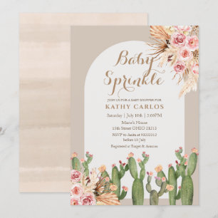 Waterverf pampas gras en Cactus Baby Sprinkle Kaart