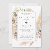 Waterverf Pampas Grass & Flowers Boho Wedding Kaart (Voorkant)