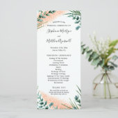 Waterverf Pampas Grass Foliage Trouwceremonie Programma (Staand voorkant)