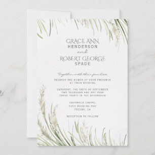 Waterverf Pampas Grass Wedding Uitnodiging