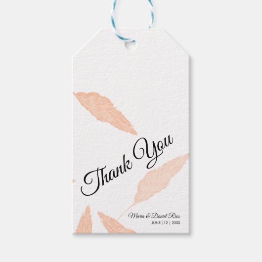 Waterverf Pampas Leaf Silhouette Wedding Cadeaulabel (Voorkant)