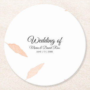 Waterverf Pampas Leaf Silhouette Wedding Ronde Kartonnen Onderzetter