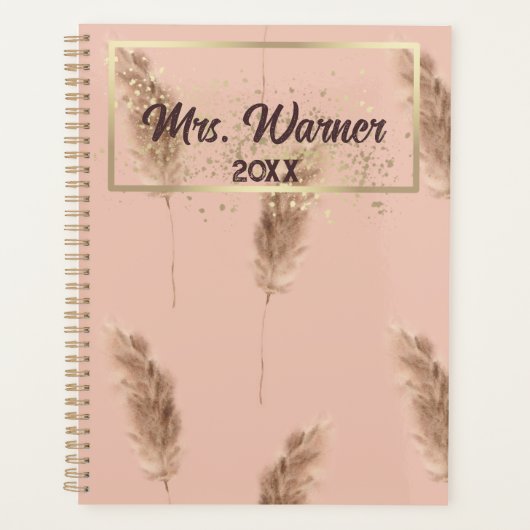 Waterverf Pampas Personalized Teacher Gift Planner (Voorkant)