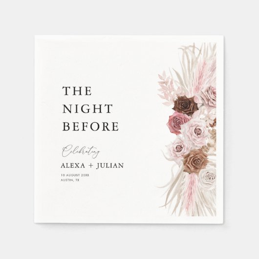 Waterverf pampasgras stoffig roze avond ervoor servet (Voorkant)