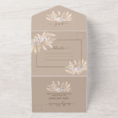 Waterverf Pampasgras Witte Orchidee Rozen Bruiloft All In One Uitnodiging (Buitenkant)