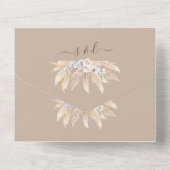 Waterverf Pampasgras Witte Orchidee Rozen Bruiloft All In One Uitnodiging (Achterkant)