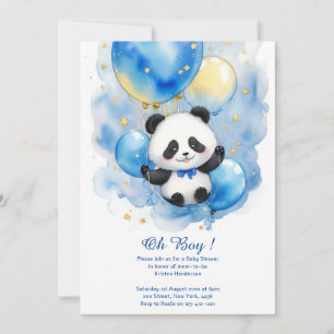 Waterverf Panda Baby shower Invitation Kaart