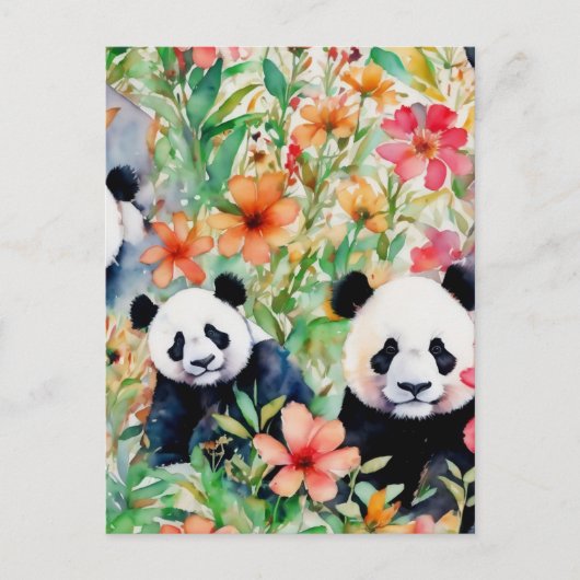 Waterverf Panda Beer Briefkaart (Voorkant)