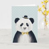 Waterverf Panda Beer Kaart (Gele Bloem)