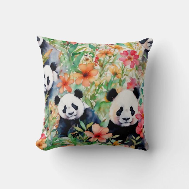 Waterverf Panda Beer Kussen (Voorkant)