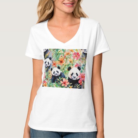 Waterverf Panda Beer T-shirt (Voorkant)