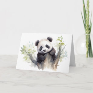 Waterverf Panda Beer Verjaardag Kaart