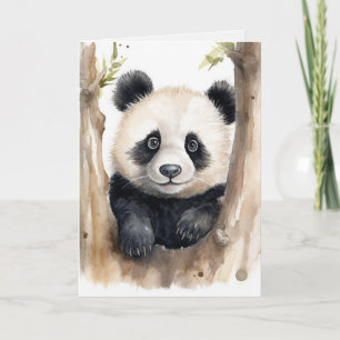 Waterverf Panda Beer Verjaardag Kaart