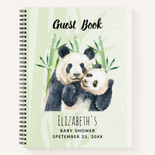 Waterverf Panda Beren Baby shower Gastenboek Notitieboek