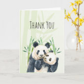 Waterverf Panda Beren Mam & Baby Hartelijk dank Kaart (Gele Bloem)