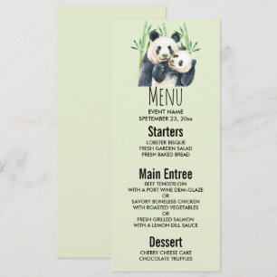 Waterverf Panda Beren Mam en Baby in Bamboo Kaart