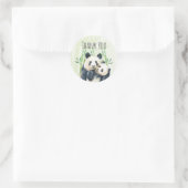 Waterverf Panda Beren Mam en Baby in Bamboo Ronde Sticker (Tas)