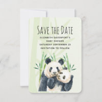 Waterverf Panda Beren Mam en Baby in Bamboo